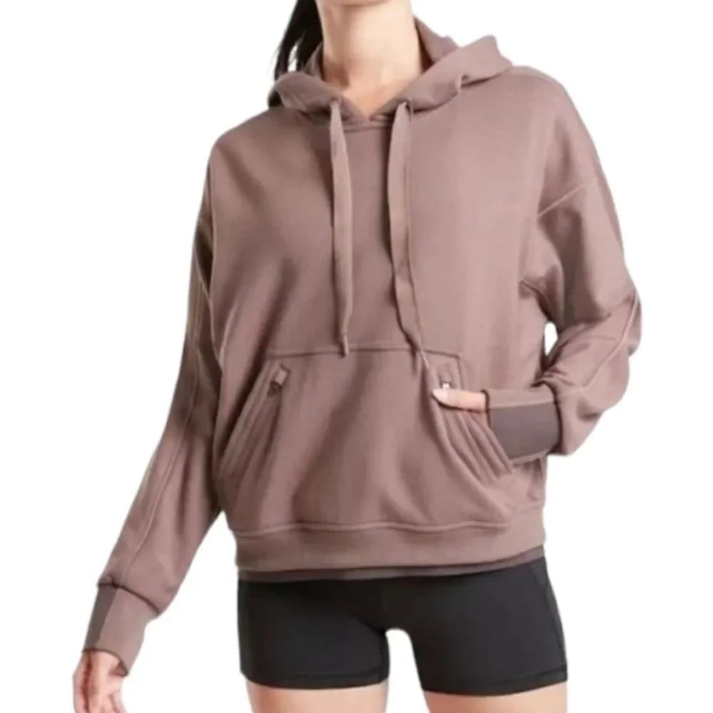EUC ATHLETA Recover Hoodie Smoked Almond Brown XL